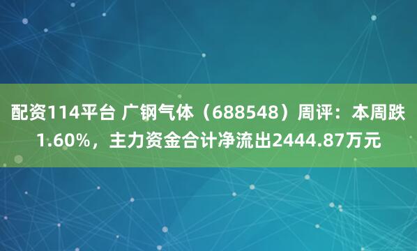 配资114平台 广钢气体（688548）周评：本周跌1.60%，主力资金合计净流出2444.87万元